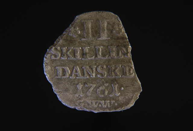2 skilling danske 1761, sølv, Frederik IV