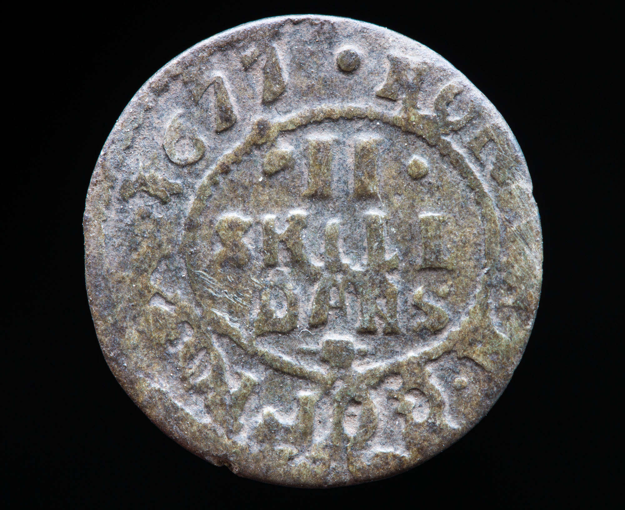 2 skilling 1677, Christian V